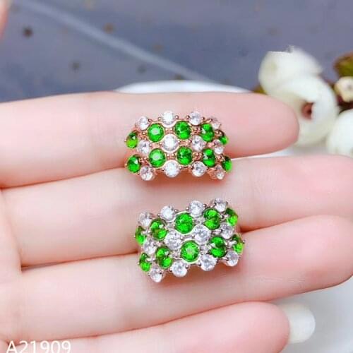 KJJEAXCMY fine jewelry 925 sterling silver inlaid natural diopside female ring support test
