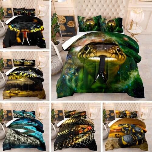 3D Snake Printing Home Textile Bedding Set Luxury Animals Duvet Cover With Pillowcase Twin King Queen Size Quilt Covers 2/3PCS