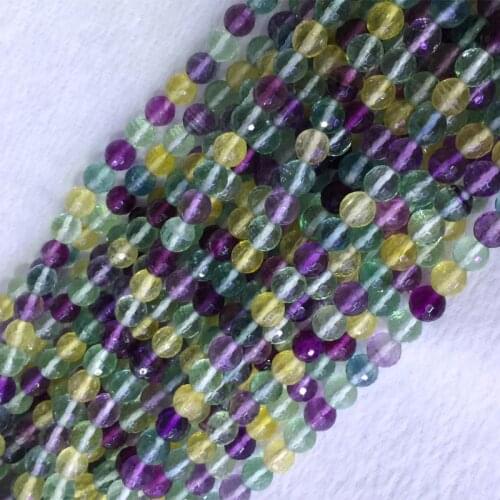 Natural Genuine Multi Color Clear Blue Green Yellow Purple Fluorite Round Loose Faceted Beads 6-10mm 15" 05401