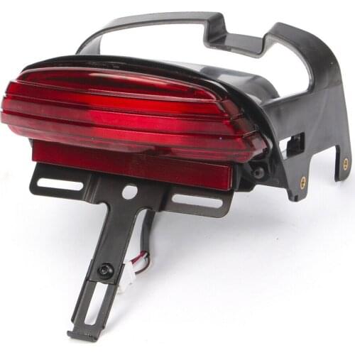 Motorcycle Tri-Bar Fender LED License Plate Bracket Red/Smoke/Clear Taillight Turn Signal Lamp for Harley Dyna Fat Bob 2008-2013