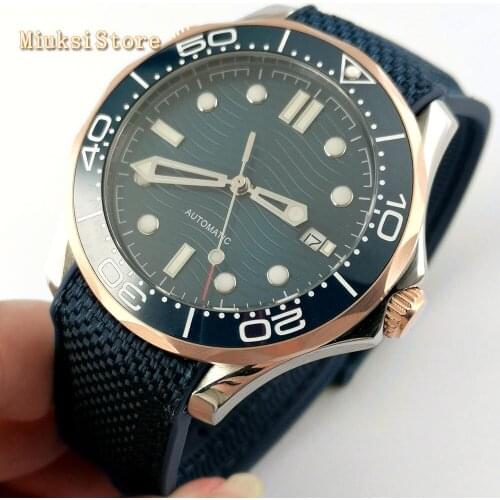 Bliger 41mm sapphire glass ceramics bezel sterile dial date luminous rubber strap automatic mens top luxury business watch