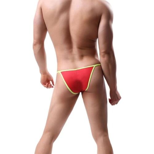 Mens Underwear Sexy String Briefs Pu Leather Mini Low Waist Male Panties Herren Unterhose