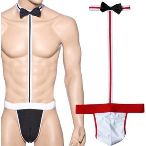 Men Hot Sexy Lingerie Adult Erotic Sexy Underwear Penis Pouch Thong Mini Bikini Fancy Pool Party Waiter Mankini Costume Swimsuit
