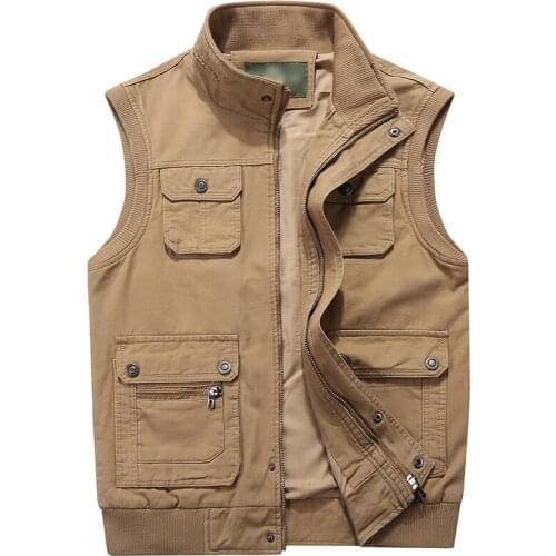 Spring Autumn Mens Sleeveless Jacket Mens Vest Military Vest Pocket Tactical Coat Male Waistcoat Men 4XL Plus Size