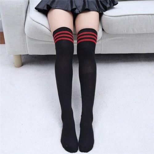 2020 New Fashion Womens Cotton Sexy Thigh High Socks Over The Knee Socks Long Cotton Stockings For Girls Ladies Women