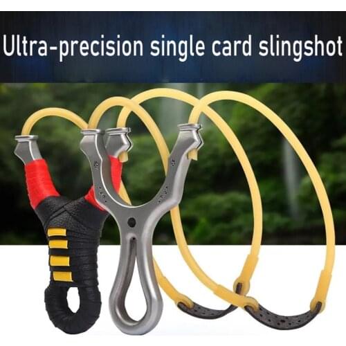Stainless Steel Slingshot Top Card Rapid-fire High-power Precision Single-card Bullet Work Round Leather Catapult Hunting