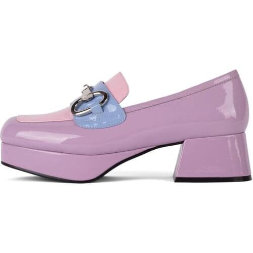 Women Fashion Round Toe Black Pu Leather Sandals Square Mid Heel Pumps for Office Lady Cool Wine Red Stylish Shoes