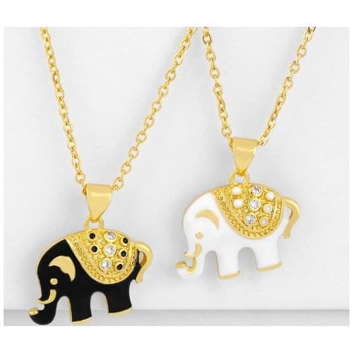 Elephant multicolor micro pave cz zircon cubic zirconia necklace copper Clavicle gold plated Snake Chain Choker Pendant e4