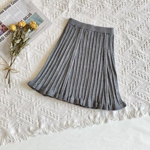 Vintage Pleated Knitt Skirt for Girls Clothes Spring Autumn Warm Kids Sweater Dress Toddler Girls Pettiskirt Children Uniform