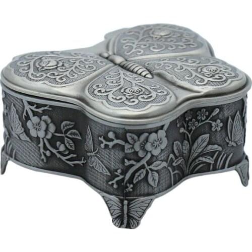 Vintage Metal Jewelry Box Treasure Trinket,Ring Earrings Necklace Keepsake Gift T4MD