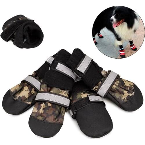 Waterproof Anti Slip Medium Big Dog High Shoes for Large Dogs Camouflage Reflective Pet Snow Boots Greyhound Bulldog Accessories
