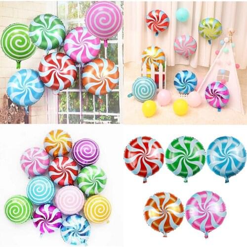 1pcs/lot 18inch Candy color windmill wave dot lollipop Foil balloons celebration party birthday Decoration balloon Baby Shower