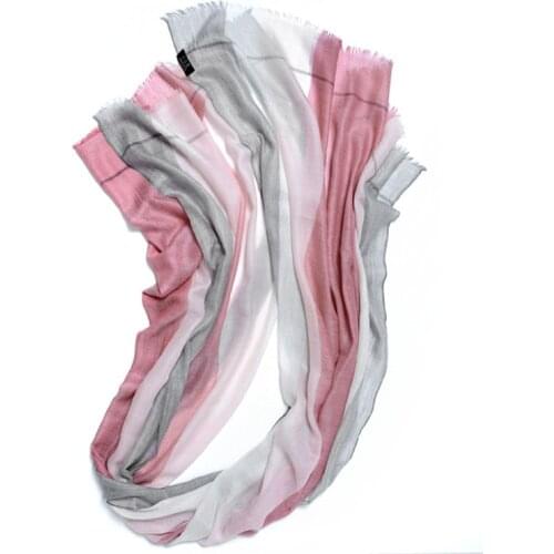 High grade pure goat cashmere women fashion patchwork color striped thin scarfs shawl pashmina 90x200cm