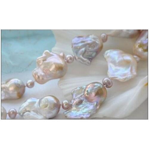 15x20mm PINK LAVENDER BAROQUE KESHI REBORN PEARL NECKLACE earring gift