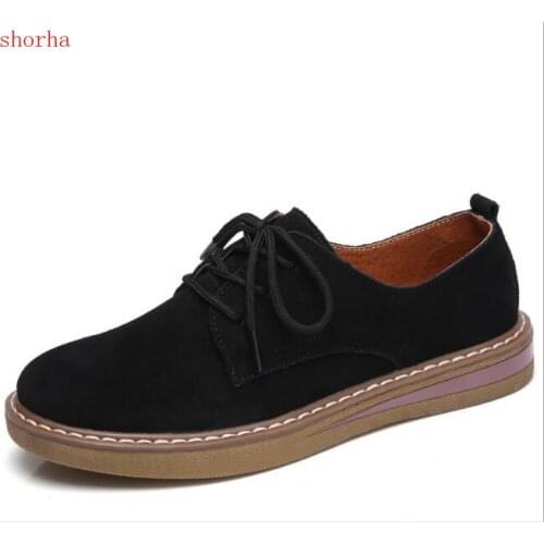 New Genuine Leather Women Flat Shoes Lace up Autumn Sneakers Oxford Shoes Female Moccasins Casual Flat retro women shoes