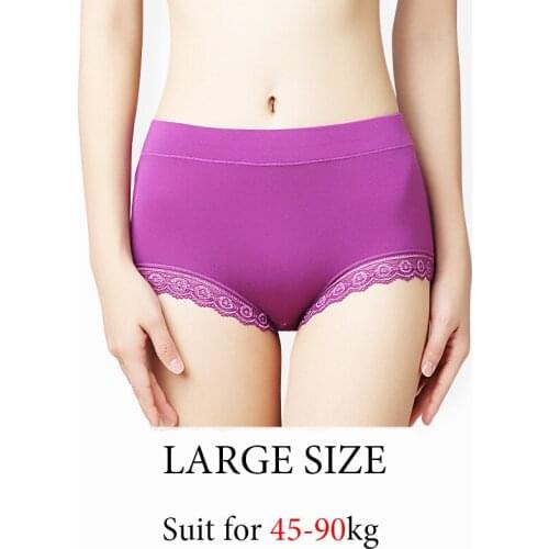 Womens Lingerie Mid Waist Lace Ruffle Plain Color Underpants Female Thrilling Underwear Womens Cotton Big Sizes Intimate Briefs