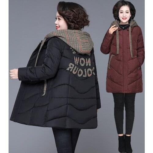 Moms Winter Coat 2020 New Women Parkas Plus Size 6XL Hooded Warm Jacket Middle Aged Female Down Cotton Padded Overcoat W2251