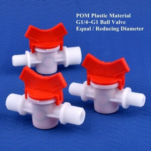 1~50pcs G1/4" ~G1" POM Ball Valve Equal / Reducing Dia Aquarium Tank Air Pump Water Pipe Valve Garden Drip Irrigation Hose Joint
