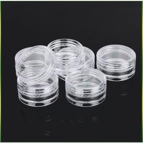10Pcs Cosmetic Jar Transparent round Small Empty Cosmetic Refillable Bottles Plastic Eyeshadow Makeup Face Cream Container