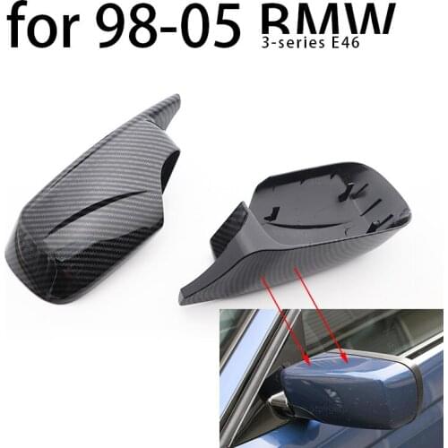 2021 M4 Styple Side Door Wing Mirror Cover Outside Cap Replacement Carbon Look Mirror Cap Cover for BMW E46 3 Series 1998-2005