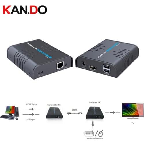 373kvm USB HDMI Extender Over Single Cat 5/5E/6/7 Ethernet Cable-Signal Extension Up to 120m/365Ft support USB Keyboard Mouse