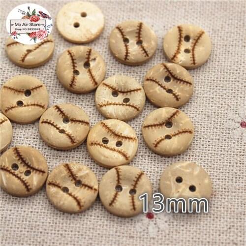50pcs tennis Coconut buttons natural buttons crafts and scrapbooking sewing accessories botone 13mm