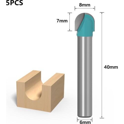 6mm*8mm,5pcs,Free shipping CNC Engraving Woodworking Milling Cutter,Tungsten Solid carbide End Mill,Round Bottom Router Bit