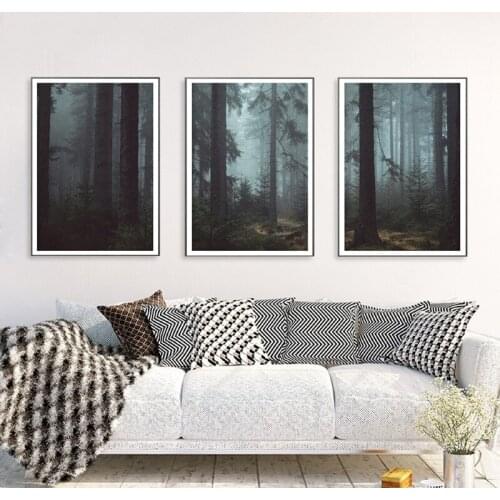 Czech Forest Wall Art Canvas Posters Prints Forest Photography Painting Mist Fog Landscape Pictures Home Room Wall Decoration