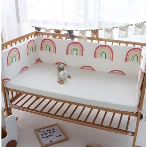 Baby Rainbow Bed Thicken Bumper One-piece Crib Around Cushion Cot Washable Anti-collision Protector Pillows Newborns Room Decor