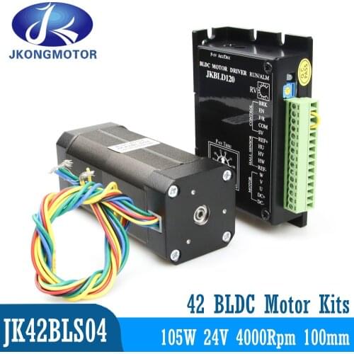 Jkongmotor 42BLS04 BLDC Motor 20A 24VDC 105W 4000rpm 0.25N.m 42mm Square Brushless DC Motor 42BLDC Hall Motor with Driver