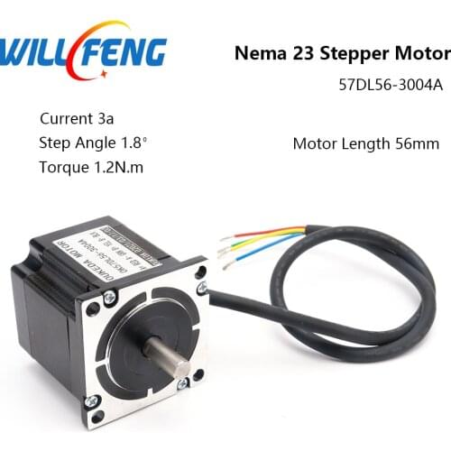 Will Feng 2 Phase 56mm Lenght Nema 23 Stepper Motor 1.2N.m 3A 4-Lead Cable Use For 3D Printer CNC Milling Laser Plasma Machine