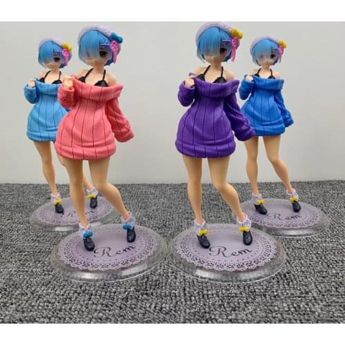 24cm Rem Ram Anime Sexy Girls Figure Re:Life in a Different World from Zero Sweater Rem Ram PVC Action Figure Model Toy Gifts