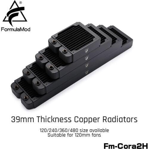 FormulaMod Fm-CoRa2H 39mm Thickness Copper Radiator 120/240/360/480mm Black Radiators Suitable For 120Fans