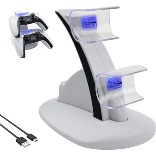 Game Controller Handle For Sony PS5 5V 2A Dual Charger Dock DualSense Wireless Charging Power Cradle Desktop Stand Station