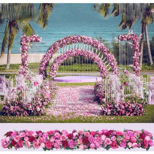 Artificial 2M Rose Flower Row Wedding Arched Door Decor Flores Silk Peony Road Cited Flowers Home Party Decoration
