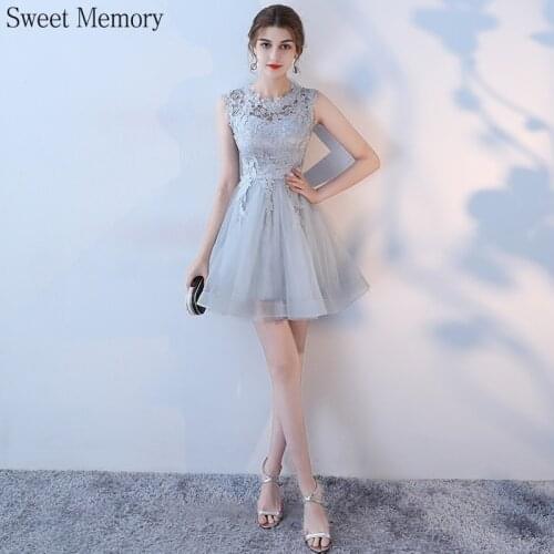 J7100 Lady Above Knee Mini Bridesmaid Dresses Women Vestidos Wine Red Black Champagne Sliver Lace Organza Wedding Party Dress