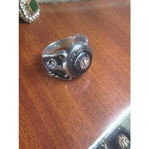 OVAL SHAPED BLACK SIDES OTTOMAN BRICK AND OTTOMAN ARM STERLING SILVER 925 RING SPECIAL TO OTTOMAN LOVERS GREAT GIFT FOR YOUR