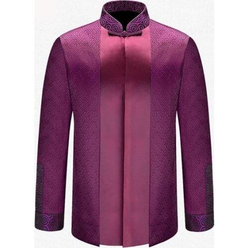 APEC Tang Suit Brand New Purple Chinese Traditional Mens Mandarin Collar Leader Costume Jackets Coats M L XL XXL XXXL YZT1209