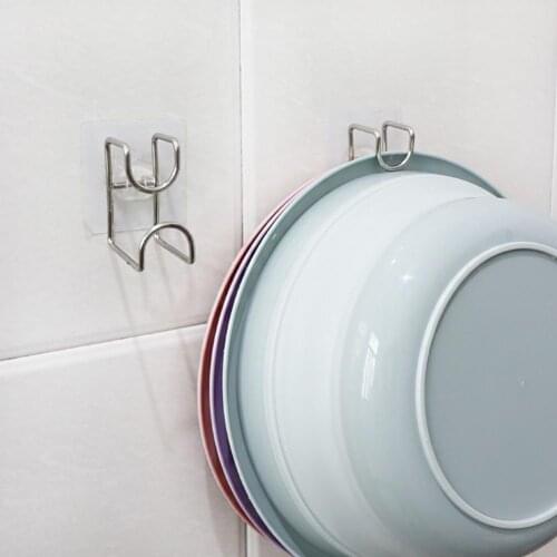 Strong Hook Wall Mount Washbasin Towel Hanging Hanger Creative Multifunction Kitchen Bathroom Storage Racks Punch Free Hook