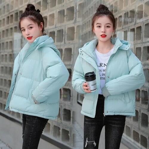 2021 New Women Short Jacket Winter Thick Hooded Cotton Padded Coats Female Korean Loose Puffer Parkas Ladies Oversize Outwear