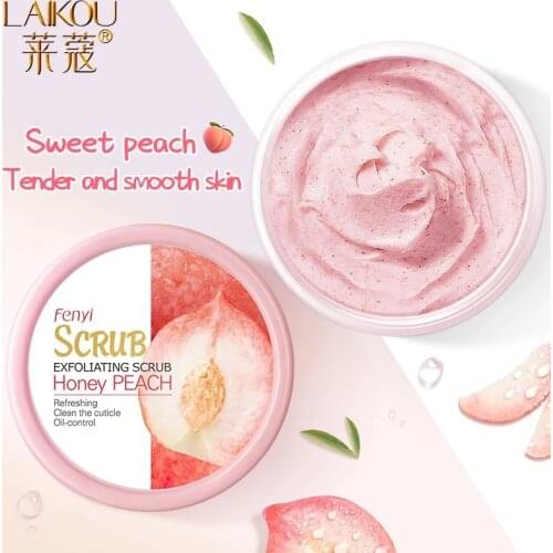 LAIKOU Peach Niacinamide Whitening Body Scrub Cream Deep Cleansing Skin Whitening Go Cutin Dead Skin Treatment Acne Moisturizing
