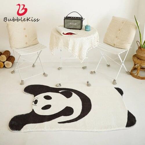 Bubble Kiss Cute Style Shaped-Carpet For Childrens Room Imitation Cashmere Panda Family Home Decor Mat Soft Thick Bedside Rugs