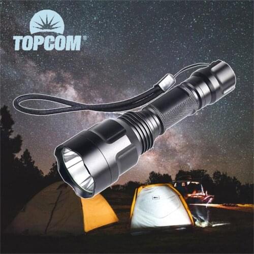 Topcom Powerful 5W LED Camping Light 5-Mode 800LM White Flashlight Waterproof Long Range LED Hunting Lantern Use 18650 Battery