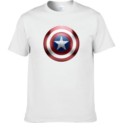 Marvel Avengers Captain America Shield Printed Short Sleeve Fashion Mens Summer Cotton T-Shirt