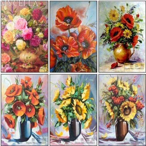 MYCELLA Beautiful 5D DIY Diamond Painting Embroidery Cross Flowers Poppy Full Mosaic Picture Pattern Cross Stitch Rhinestone