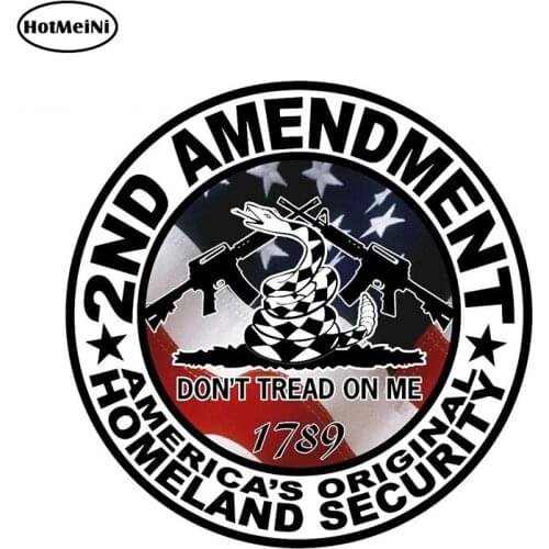 HotMeiNi 13cm x 13cm Personality 2nd Amendment Gun Sticker Dont Tread on Me American Flag Truck Windows NRA Car Stickers