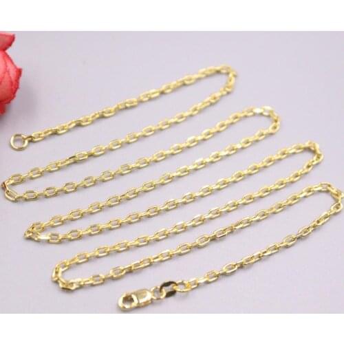 Real 18k Yellow Gold Necklace Width 2.2mm Oblong Rolo Link Chain 23.62"L About 4.95g Boutique