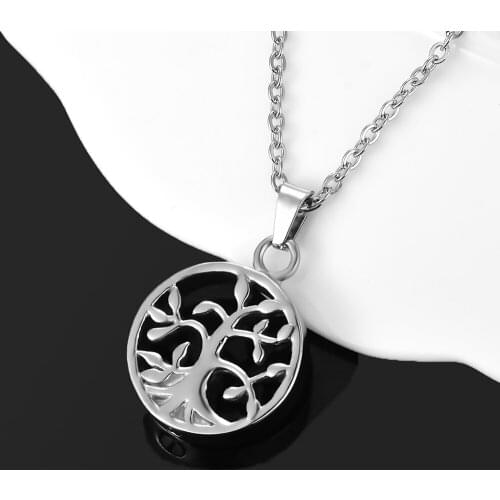 New Unisex Tree Of Life Locket Urn Pendant Necklace Keepsake Ashes Cremation Memorial Stainless Steel Jewelry Gifts Dropshipping