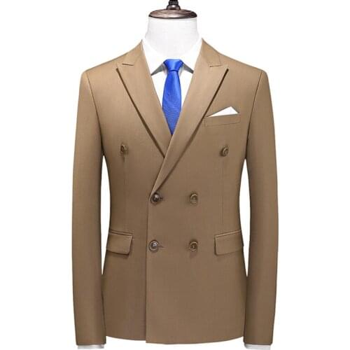 Solid Colors Mens Suit Jacket Double Button Slim Fit Suit Coat Wedding Party Blazers 5XL 6XL