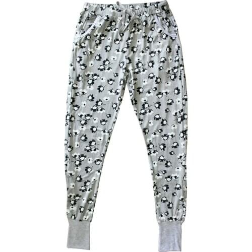 Pajama Pants Woman Black Gray Summer Flowers Spring Light Elastic Girls Lounge Home Fashion Chic Style